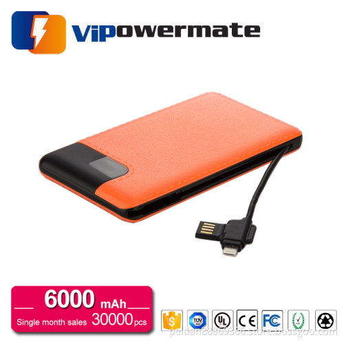 High quality gift products wireless usb portable power bank charger 6000mah